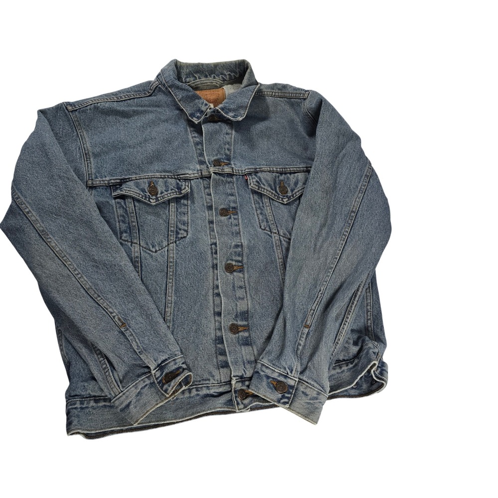 Levis Relaxed Trucker Jacket Medium Wash Blue Denim 70507-0389 Womens Large‎